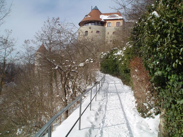 Reymannweg an der alten Stadtmauer bei der Mühlbastei im Winter