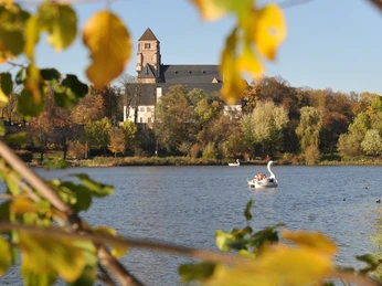 Blick vom Schloßteich auf die Schloßkirche