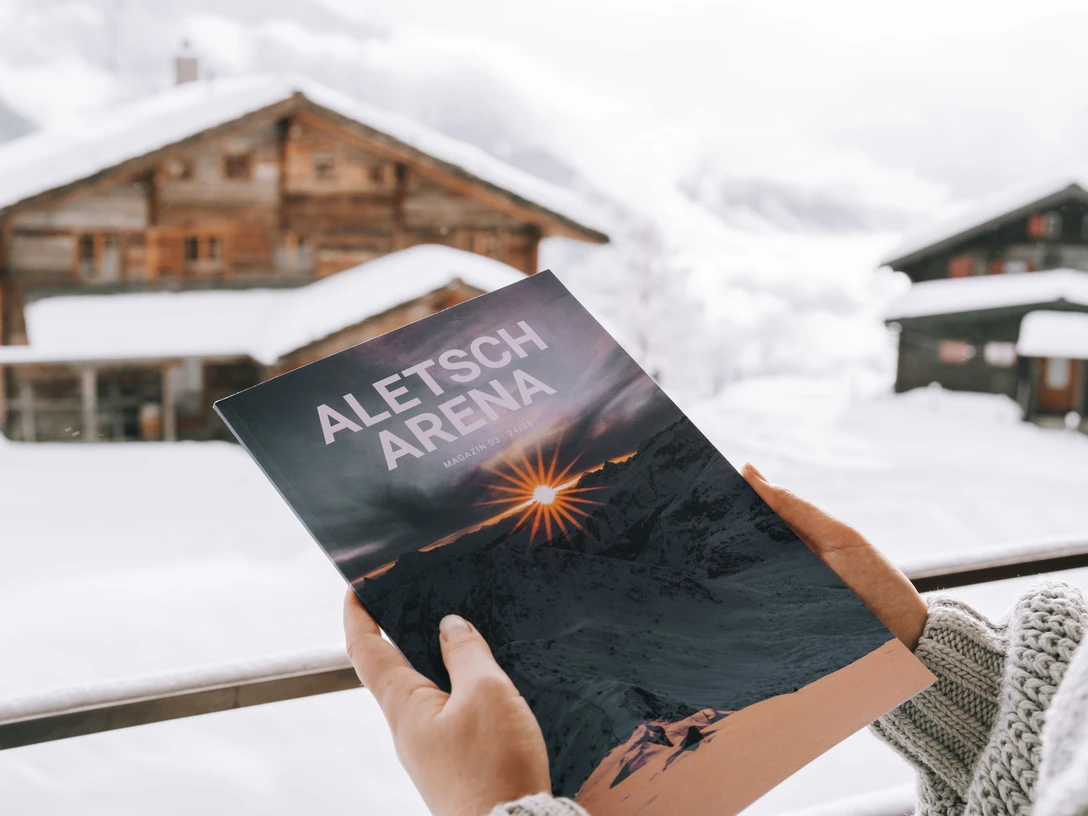 Keyvisuals vom dritten Destinationsmagazin im Winter in der Aletsch Arena Keyvisuals vom dritten Destinationsmagazin im Winter in der Aletsch Arena