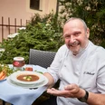 Sauerbraten soup with root vegetables and small potato dumplings, Sven Petzold, Head Chef Sauerbratensuppe mit Wurzelgemüse und kleinen Kartoffelklößen, Sven Petzold, Küchenchef