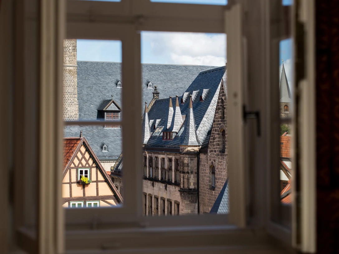 Blick auf den Marktplatz in Quedlinburg Blick auf den Marktplatz in Quedlinburg