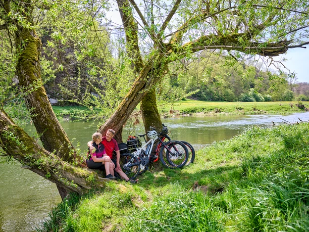 Radfahrer an der Donau