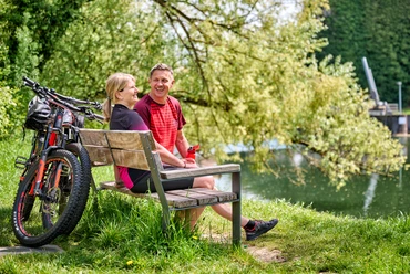 Radfahrer Pausenbank