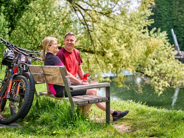 Radfahrer Pausenbank