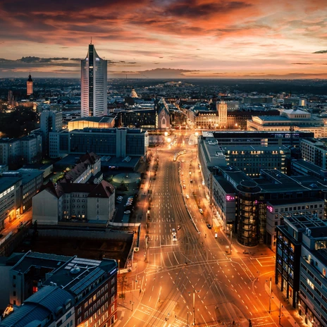 Your meeting & conference in Leipzig: Skyline above Grimmaischer Steinweg