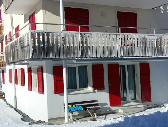 Aussenansicht der Wohnung (Gartensitzplatz)