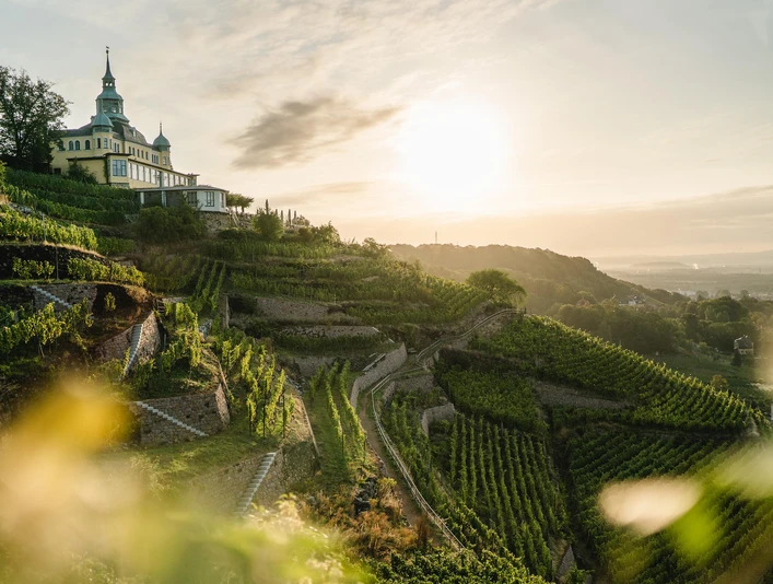 Spitzhaus Radebeul am Abend