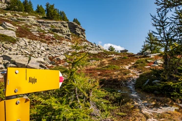 Wegweiser Richtung Alpjen