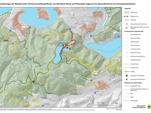 Übersicht der Sperrungen und Umleitungen der Heimbach- und Ochsenwurzelskopf-Route (Peterskopf) - Gültig bis April 2027