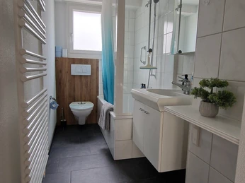 Bathroom of the flat in Ennetbürgen with large terrace
