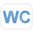 WC.webp Schild mit der Aufschrift "WC" in hellblau