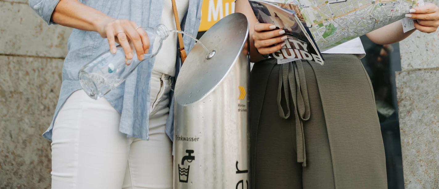 Trinkbrunnen an der Tourist-Info Leipzig