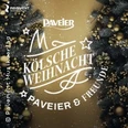 Das Bild zeigt ein festliches Design mit dem Schriftzug "Kölsche Weihnacht" umgeben von Tannenzweigen und goldenen Kugeln.