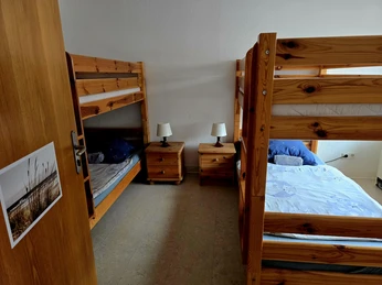 Bedroom with two double bunk beds