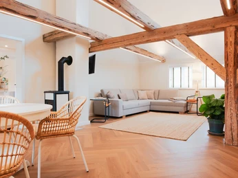 Ilsehof in Osterwieck OT Stötterlingen - Wohnzimmer mit Kamin Ilsehof in Osterwieck OT Stötterlingen - Wohnzimmer mit Kamin