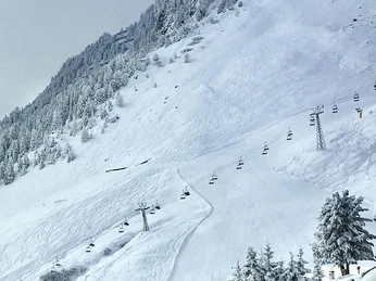 Blick auf Piste Riederfurka