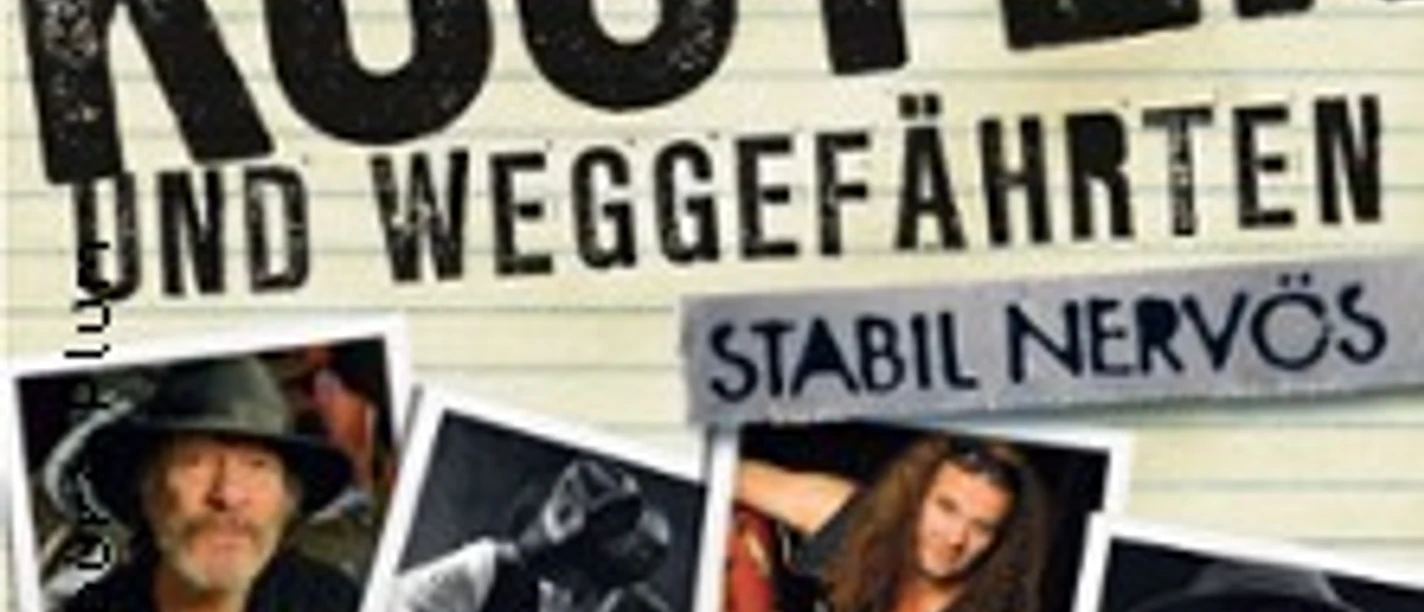 Musikalbumcover der Band "Köster und Weggefährten" mit den Albumtitel "Stabil Nervös" und Bandfotos.