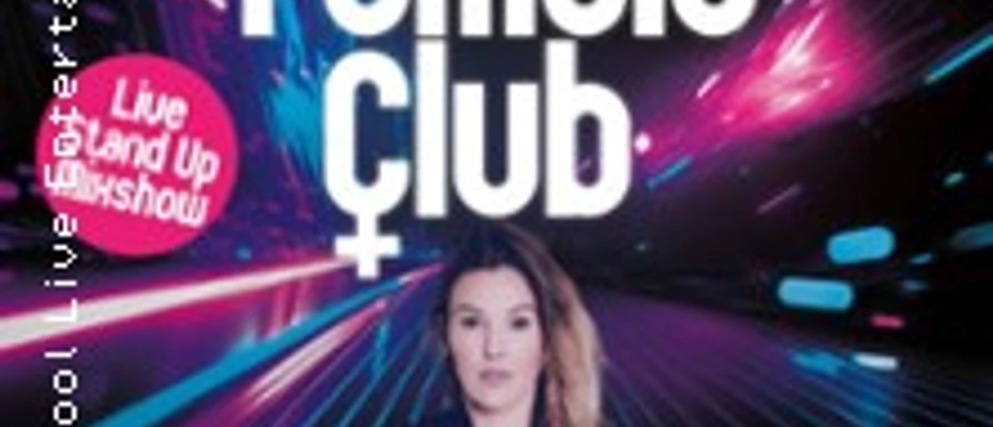 Plakat für "The Female Club" mit Moderatorin Mirja Boes, präsentiert vom Cologne Comedy Festival.