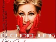 Claudia Jung lächelnd mit roten Handschuhen vor weißem Hintergrund, Schriftzug "30 Jahre Jubiläumstour".