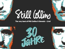 Das Bild zeigt das Logo der Tribute-Band "Still Collins" mit weißen Schriftzügen und stilisierten Gesichtern.
