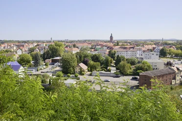 Stadt Eilenburg - Veranstaltungen in der Leipzig Region Blick auf die Muldestadt Eilenburg aus Richtung Burg bei sonnigem Wetter, Veranstaltungen, Kultur