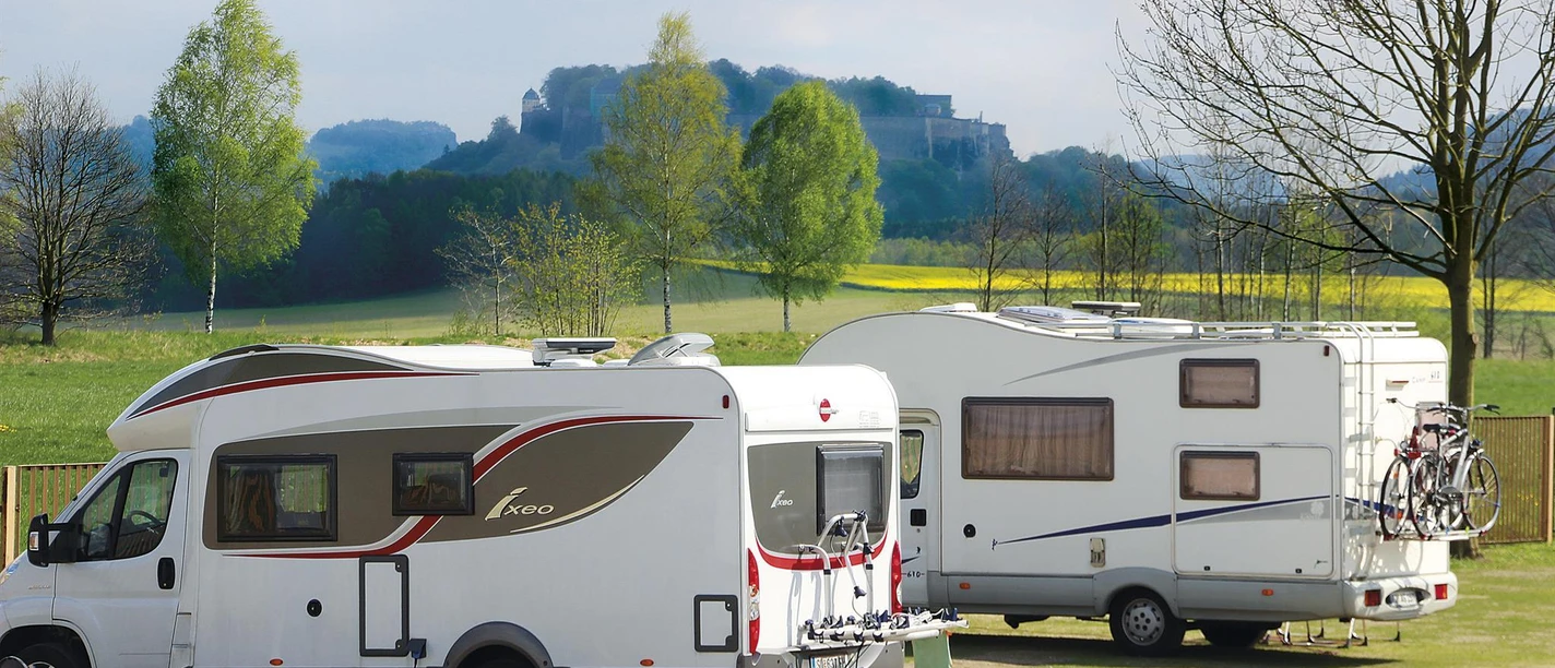 Stellplatz mit Blick zur Festung Königstein
