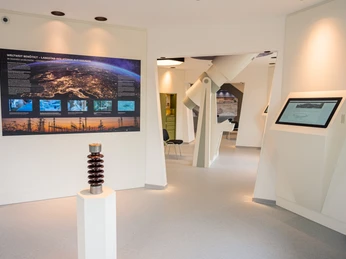 Geoportal Bahnhof Mügeln - Erlebnisausstellung in der Leipzig Region Moderne multimediale Ausstellungsfläche des Geoportals Bahnhof Mügeln mit Erlebniswelt Kaolin, Ausstellung, Ausflug, Leipzig Region, Geschichte