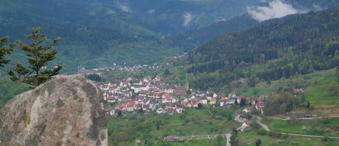 Forbach-Bermersbach-Blick vom kleinen Matterhorn auf Bermersbach und Forbach