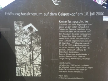 Schild zum Geigerskopf Turm