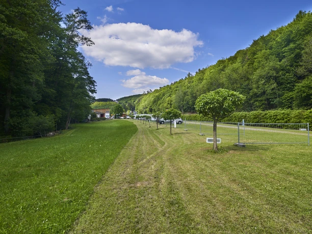 Blick auf die Stellplätze des Taunus MobilCamp