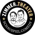 Logo-Zimmertheater.png Schwarz-weißes Zimmertheater-Logo mit Porträts von Simon und Stefan und goldenen Akzenten.
