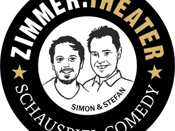 Logo-Zimmertheater.png Schwarz-weißes Zimmertheater-Logo mit Porträts von Simon und Stefan und goldenen Akzenten.