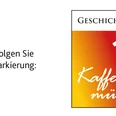 Geschichtspfad Kaffeemühle.jpg Schild des Geschichtspfades "Kaffeemühle" mit rotem Hintergrund und weißer grafischer Markierung.