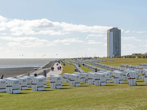 Blick über den Grünstrand in Büsum