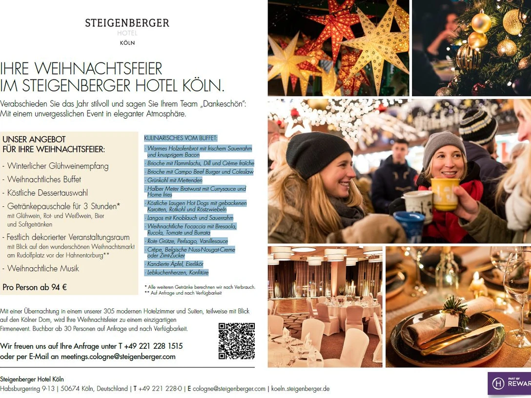 Weihnachten.JPG Weihnachtsfeier im Steigenberger Hotel Köln: Elegante Deko, festliches Menü, fröhliche Atmosphäre.
