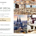 Kick Off.JPG <p>Werbung für Steigenberger Hotel Köln mit Angeboten und Bildern von Konferenzraum und Köln Panorama.</p>