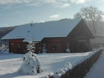 Blockhauscafé im Winter