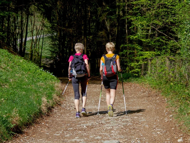 bad-driburg-nordic-walking-sports-3340697_pixabay.jpg Paar mit Wanderstöcken auf dem Fitness-Parcours.