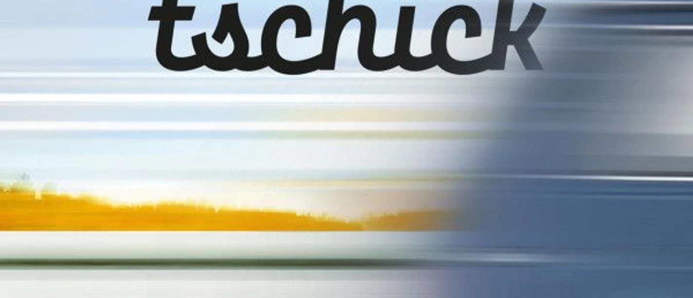 Tschick (c) DAS DA Theater.jpg Cover des Theaterstücks "Tschick, mit Streifen in Blau und Grün.