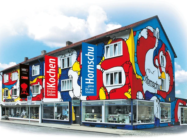 Bunte Haus des Geschäftes Hornschu