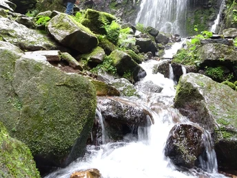 Am Fuße des Wasserfalles