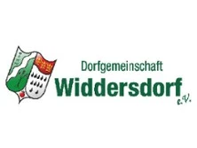 Logo des Dorfgemeinschaft Widdersdorf e.V. mit Wappen-Elementen. Text in grüner Schrift.
