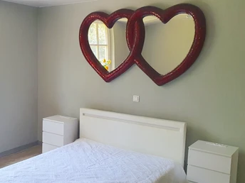 Herzliches Schlafzimmer im Ferienhaus Herzkate Herzliches Schlafzimmer im Ferienhaus Herzkate