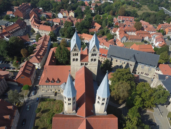Aerial view of the Liebfrauenkirche Halberstadt Luftaufnahme der Liebfrauenkirche Halberstadt