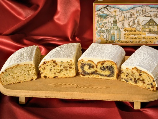 Original Carlsfelder Stollen der Bäckerei Schönfelder in Eibenstock OT Carlsfeld