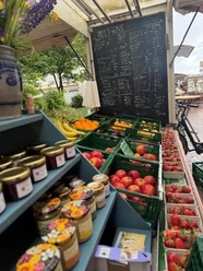 Wochenmarkt-Stand in Westerland auf Sylt