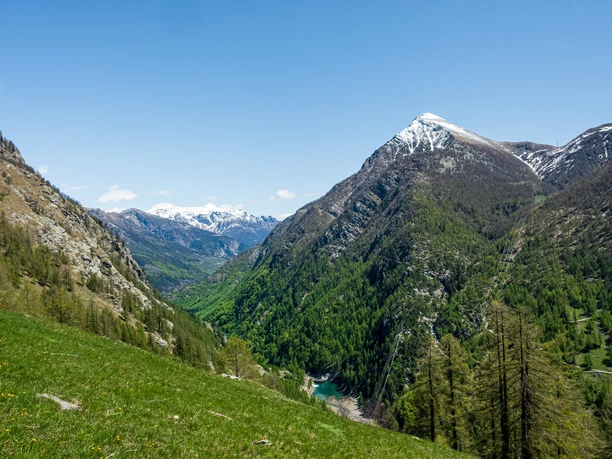 Blick auf den Stausee Sera und das Zwischbergental