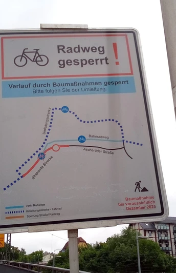 Radweg gesperrt