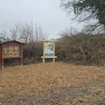 Blick auf Infotafeln beim Naturlehrpfad