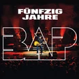 Ein Musiker performt auf einer Bühne mit farbigem Licht und der großen Aufschrift "Fünfzig Jahre BAP".